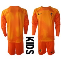 Nederland Keeper Fotballklær Bortedraktsett Barn VM 2022 Langermet (+ korte bukser)